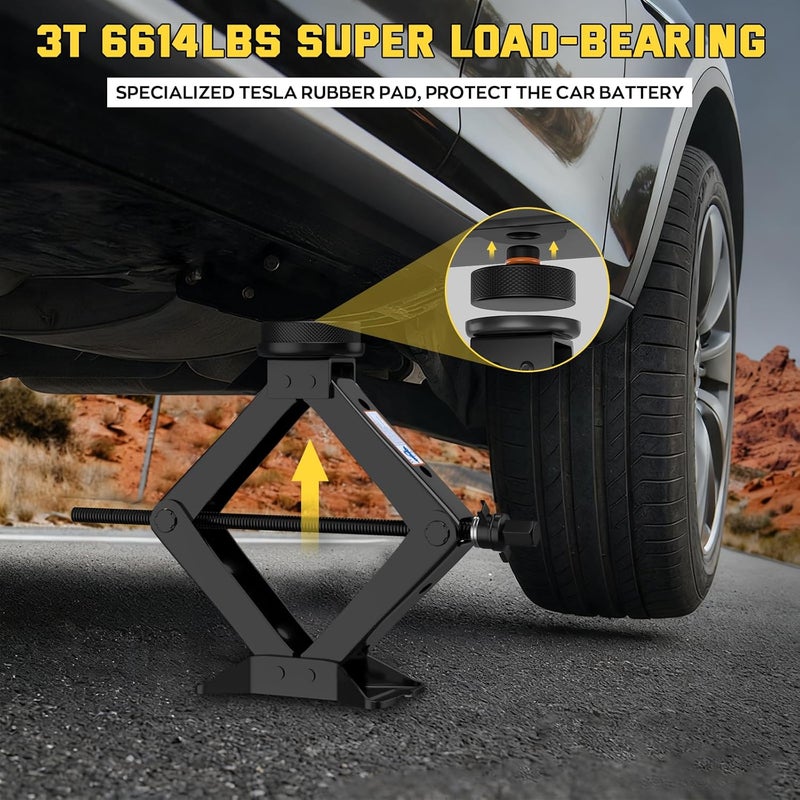 IMAYCC 3 Ton Car Jack for Tesla Model Y Model 3, 4.1"-18.3" Lifting Scissor Jack with Lug Wrench, Tesla Tire Change kit for Model Y/3/S/X. - Image 3